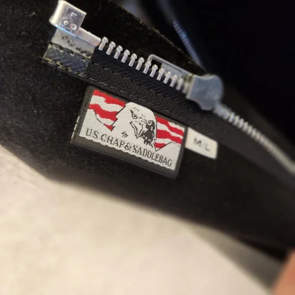 Black Leather Motorcycle Biker Chaps Protective Riding Gear Western Wear - Picture 7 of 7